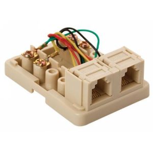 Conector jack telefónico con 2 jack RJ11 de 4 toma corrientes