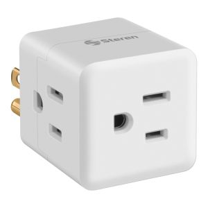 Clavija adaptadora de 3 toma corrientes, en forma de cubo