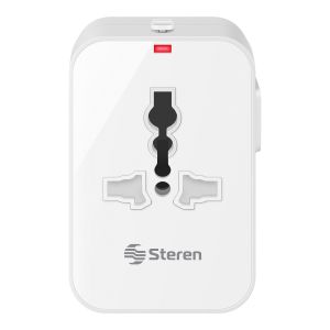 Adaptador universal de toma corrientes para viaje con cargador USB doble