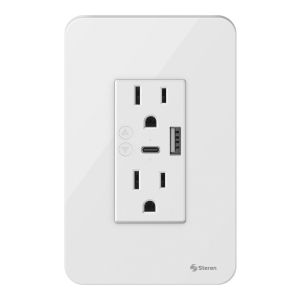 Doble toma corriente Wi-Fi* y cargador USB / USB C, con placa para pared