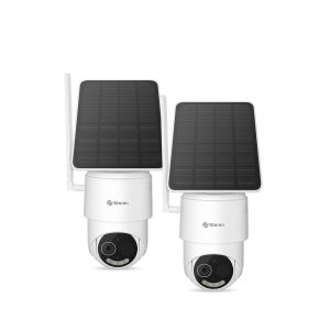 2 cámaras de seguridad 4G 2 Mpx robotizada con panel solar, para exterior